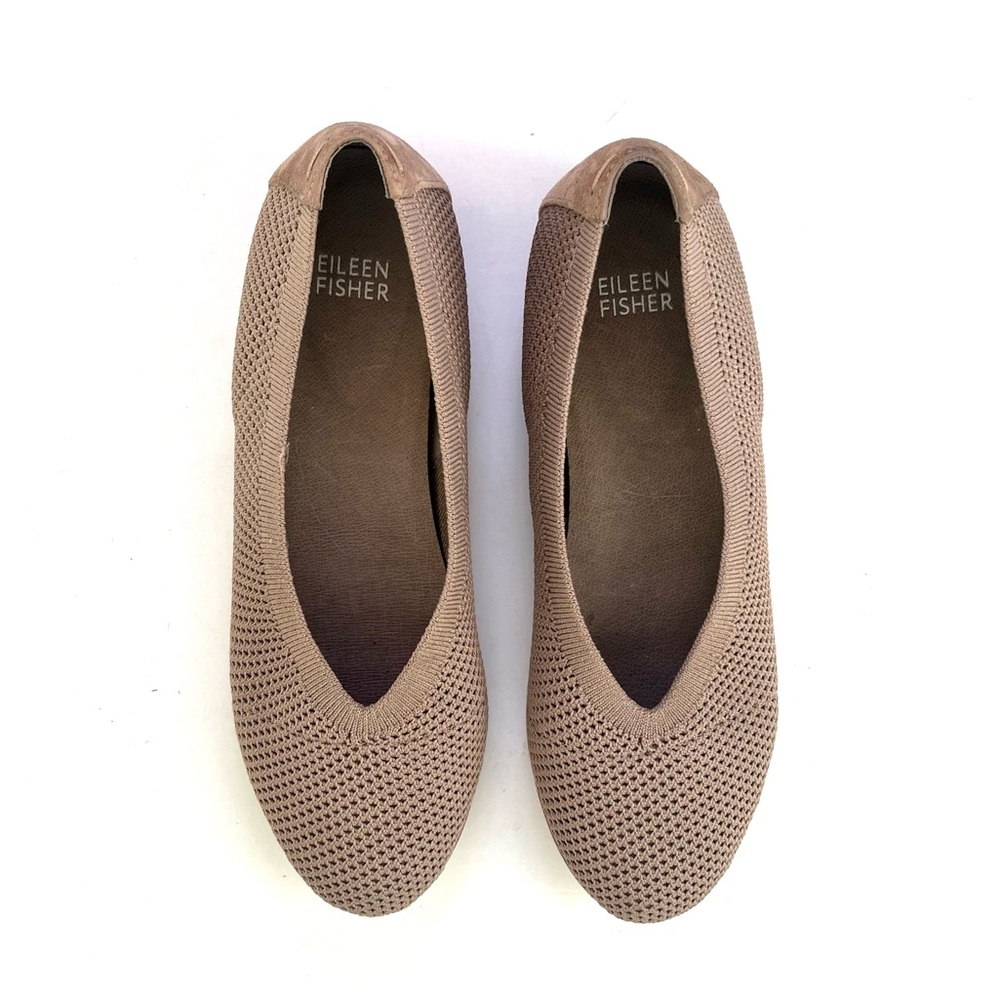 Eileen Fisher Seam Stretch Knit Ballet Flat Tan Size 7.5